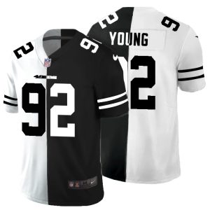 Exceptional San Francisco 49ers #92 Chase Young Men's Black V White Peace Split Vapor Untouchable Limited NFL Jersey