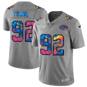 Superb San Francisco 49ers #92 Chase Young Men's Multi-Color 2020 NFL Crucial Catch NFL Jersey Greyheather