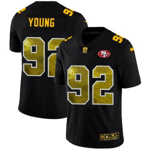 High - quality San Francisco 49ers #92 Chase Young Men's Black Golden Sequin Vapor Limited NFL Jersey