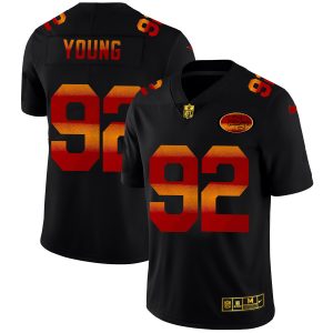 Exceptional San Francisco 49ers #92 Chase Young Men's Black Red Orange Stripe Vapor Limited NFL Jersey