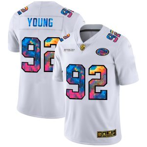 Outstanding San Francisco 49ers #92 Chase Young Men's White Multi-Color 2020 NFL Crucial Catch Limited NFL Jersey