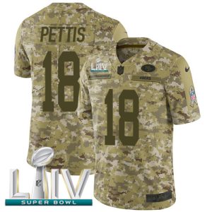 High - quality 49ers #18 Dante Pettis Camo Super Bowl LIV 2020 Men's Stitched NFL Limited 2018 Salute To Service Jersey