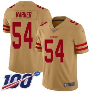 Outstanding 49ers #54 Fred Warner Gold Men's Stitched NFL Limited Inverted Legend 100th Season Jersey