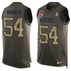 High - quality 49ers #54 Fred Warner Green Men's Stitched NFL Limited Salute To Service Tank Top Jersey