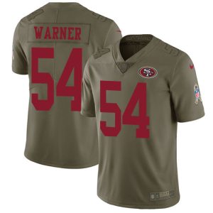 Premium 49ers #54 Fred Warner Olive Men's Stitched NFL Limited 2017 Salute to Service Jersey