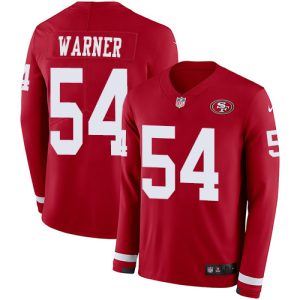 Outstanding 49ers #54 Fred Warner Red Team Color Men's Stitched NFL Limited Therma Long Sleeve Jersey
