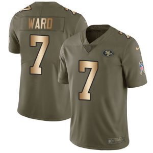 Finest 49ers #7 Charvarius Ward Olive/Gold Men's Stitched NFL Limited 2017 Salute To Service Jersey