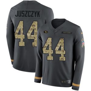 Delightful 49ers #44 Kyle Juszczyk Anthracite Salute to Service Men's Stitched NFL Limited Therma Long Sleeve Jersey