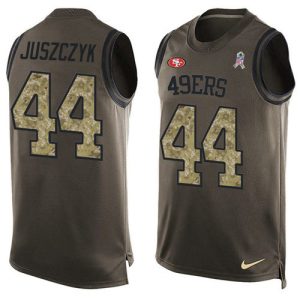 Superb 49ers #44 Kyle Juszczyk Green Men's Stitched NFL Limited Salute To Service Tank Top Jersey