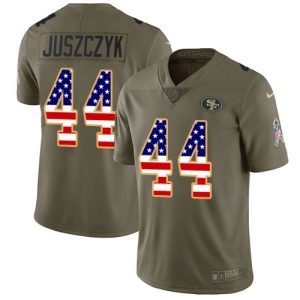 Exceptional 49ers #44 Kyle Juszczyk Olive/USA Flag Men's Stitched NFL Limited 2017 Salute To Service Jersey