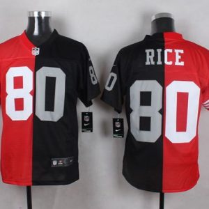Superb 49ers #80 Jerry Rice Red/Black Two Tone Oakland Raiders Men's Stitched NFL Jersey