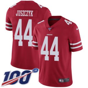 Delightful 49ers #44 Kyle Juszczyk Red Team Color Men's Stitched NFL 100th Season Vapor Limited Jersey