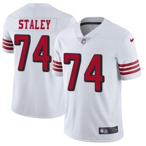 Premium 49ers #74 Joe Staley White Rush Men's Stitched NFL Vapor Untouchable Limited Jersey