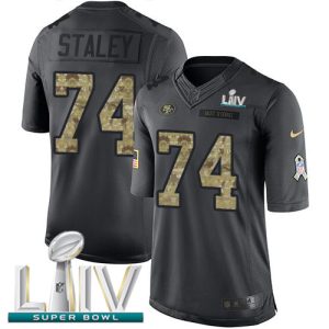 Fantastic 49ers #74 Joe Staley Black Super Bowl LIV 2020 Men's Stitched NFL Limited 2016 Salute to Service Jersey
