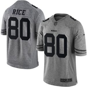 Superb 49ers #80 Jerry Rice Gray Men's Stitched NFL Limited Gridiron Gray Jersey