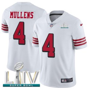 Amazing 49ers #4 Nick Mullens White Super Bowl LIV 2020 Rush Men's Stitched NFL Vapor Untouchable Limited Jersey