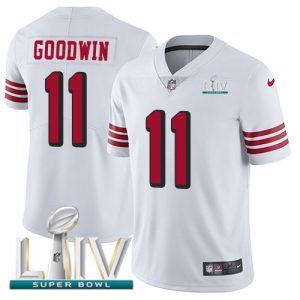 High - quality 49ers #11 Marquise Goodwin White Super Bowl LIV 2020 Rush Men's Stitched NFL Vapor Untouchable Limited Jersey
