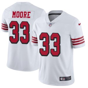 Superb 49ers #33 Tarvarius Moore White Rush Men's Stitched NFL Vapor Untouchable Limited Jersey