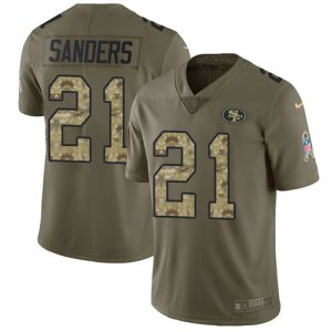 Outstanding 49ers #21 Deion Sanders Olive/Camo Men's Stitched NFL Limited 2017 Salute To Service Jersey