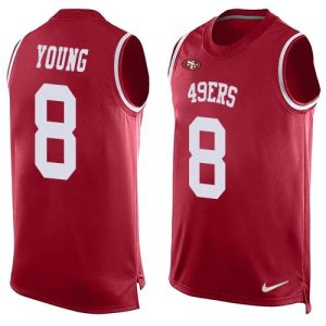 Premium 49ers #8 Steve Young Red Team Color Men's Stitched NFL Limited Tank Top Jersey