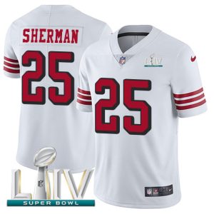 Amazing 49ers #25 Richard Sherman White Super Bowl LIV 2020 Rush Men's Stitched NFL Vapor Untouchable Limited Jersey