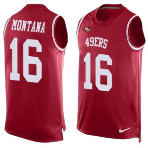 High - quality 49ers #16 Joe Montana Red Team Color Men's Stitched NFL Limited Tank Top Jersey