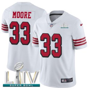 Finest 49ers #33 Tarvarius Moore White Super Bowl LIV 2020 Rush Men's Stitched NFL Vapor Untouchable Limited Jersey