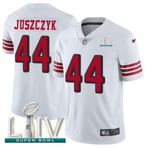 Impressive 49ers #44 Kyle Juszczyk White Super Bowl LIV 2020 Rush Men's Stitched NFL Vapor Untouchable Limited Jersey