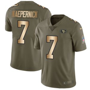 Amazing 49ers #7 Colin Kaepernick Olive/Gold Men's Stitched NFL Limited 2017 Salute To Service Jersey