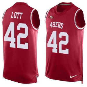 Outstanding 49ers #42 Ronnie Lott Red Team Color Men's Stitched NFL Limited Tank Top Jersey