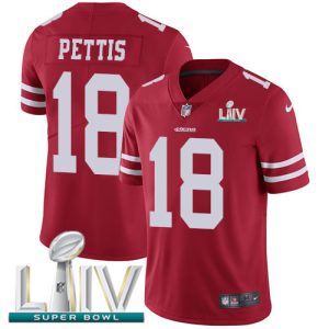 Exceptional 49ers #18 Dante Pettis Red Super Bowl LIV 2020 Team Color Men's Stitched NFL Vapor Untouchable Limited Jersey