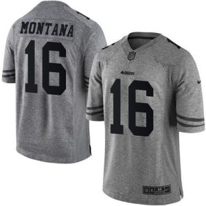Impressive 49ers #16 Joe Montana Gray Men's Stitched NFL Limited Gridiron Gray Jersey