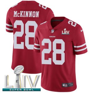 Delightful 49ers #28 Jerick McKinnon Red Super Bowl LIV 2020 Team Color Men's Stitched NFL Vapor Untouchable Limited Jersey