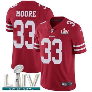 Finest 49ers #33 Tarvarius Moore Red Super Bowl LIV 2020 Team Color Men's Stitched NFL Vapor Untouchable Limited Jersey
