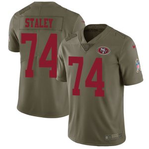 Delightful 49ers #74 Joe Staley Olive Men's Stitched NFL Limited 2017 Salute to Service Jersey