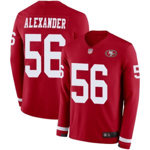 Premium 49ers #56 Kwon Alexander Red Team Color Men's Stitched NFL Limited Therma Long Sleeve Jersey