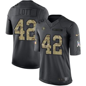 Fantastic 49ers #42 Ronnie Lott Black Men's Stitched NFL Limited 2016 Salute to Service Jersey