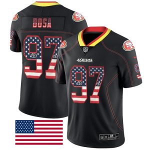 Premium 49ers #97 Nick Bosa Black Men's Stitched NFL Limited Rush USA Flag Jersey
