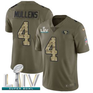 Superb 49ers #4 Nick Mullens Olive/Camo Super Bowl LIV 2020 Men's Stitched NFL Limited 2017 Salute To Service Jersey