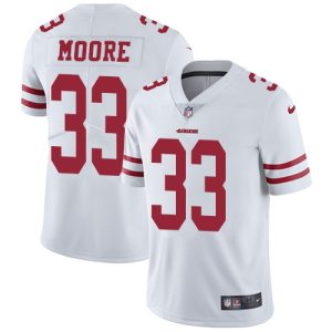 High - quality 49ers #33 Tarvarius Moore White Men's Stitched NFL Vapor Untouchable Limited Jersey