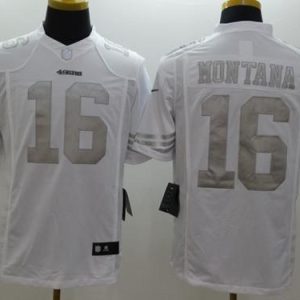 Finest 49ers #16 Joe Montana White Men's Stitched NFL Limited Platinum Jersey