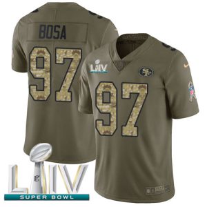 Finest 49ers #97 Nick Bosa Olive/Camo Super Bowl LIV 2020 Men's Stitched NFL Limited 2017 Salute To Service Jersey
