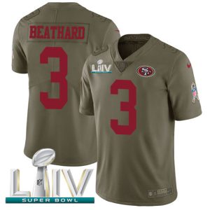 Exceptional 49ers #3 C.J. Beathard Olive Super Bowl LIV 2020 Men's Stitched NFL Limited 2017 Salute To Service Jersey