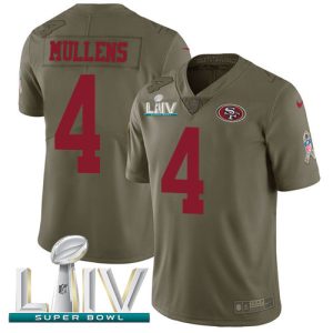 Superb 49ers #4 Nick Mullens Olive Super Bowl LIV 2020 Men's Stitched NFL Limited 2017 Salute To Service Jersey