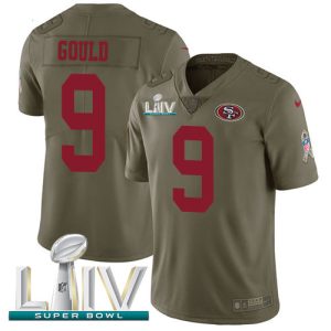 Delightful 49ers #9 Robbie Gould Olive Super Bowl LIV 2020 Men's Stitched NFL Limited 2017 Salute To Service Jersey