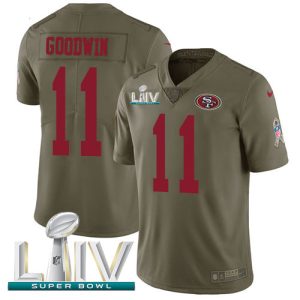 Superb 49ers #11 Marquise Goodwin Olive Super Bowl LIV 2020 Men's Stitched NFL Limited 2017 Salute To Service Jersey
