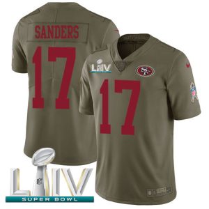 Fantastic 49ers #17 Emmanuel Sanders Olive Super Bowl LIV 2020 Men's Stitched NFL Limited 2017 Salute To Service Jersey