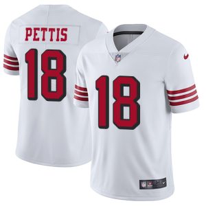 Fantastic 49ers #18 Dante Pettis White Rush Men's Stitched NFL Vapor Untouchable Limited Jersey