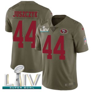 Premium 49ers #44 Kyle Juszczyk Olive Super Bowl LIV 2020 Men's Stitched NFL Limited 2017 Salute To Service Jersey