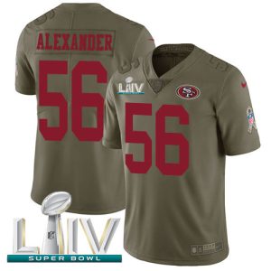 Amazing 49ers #56 Kwon Alexander Olive Super Bowl LIV 2020 Men's Stitched NFL Limited 2017 Salute To Service Jersey